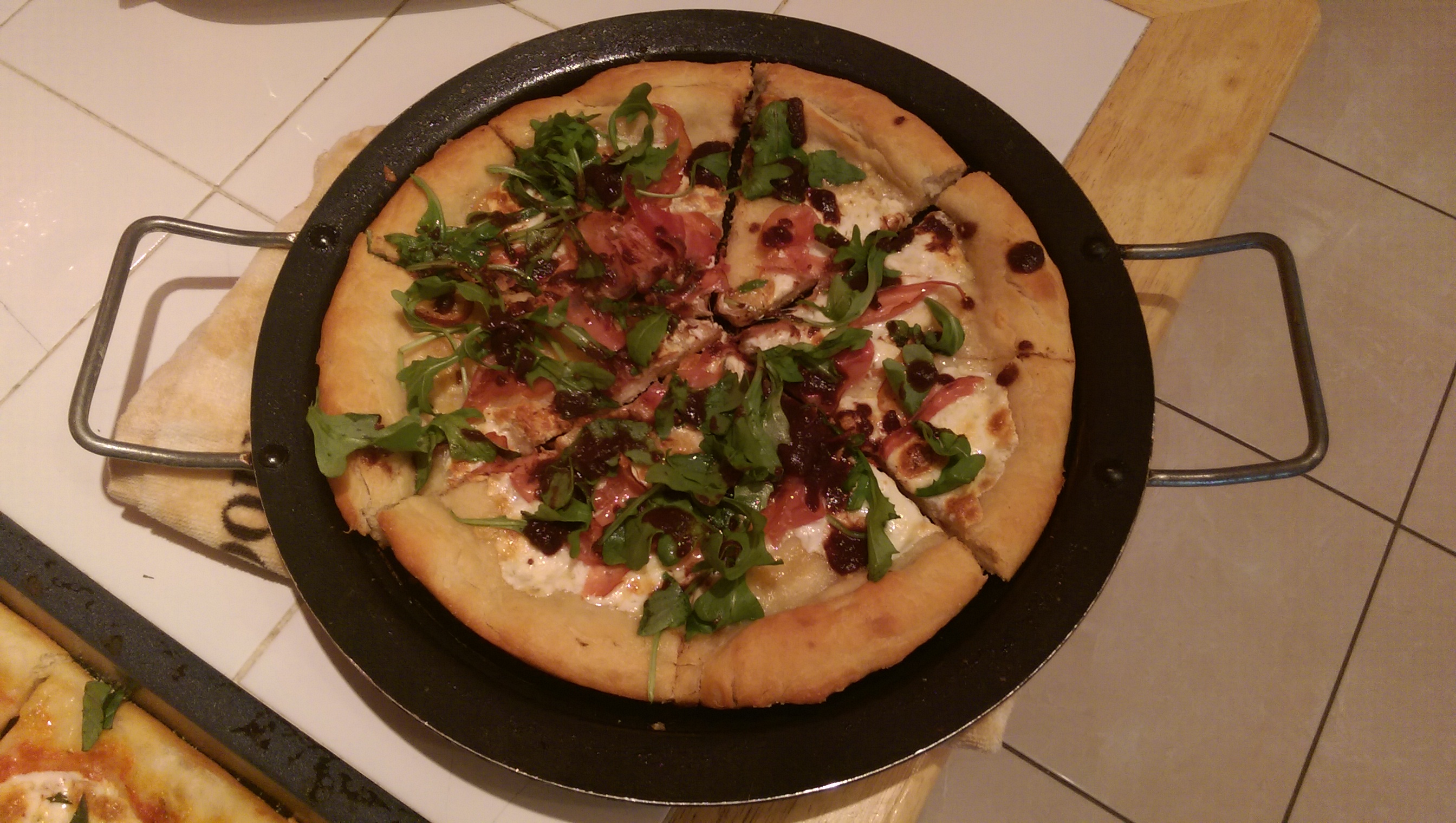 Prosciutto Arugula Pizza with a Balsamic Fig Glaze