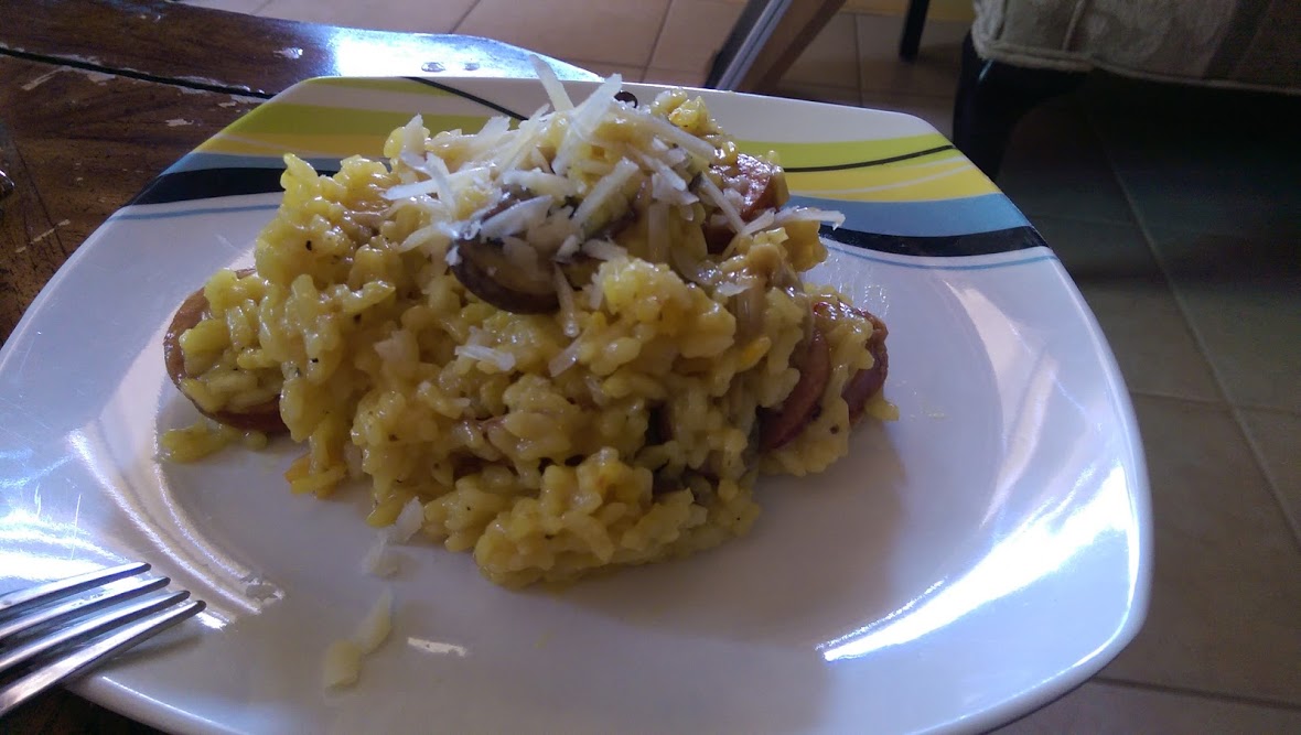 Wild Mushroom and Andouille Truffle Butter Risotto