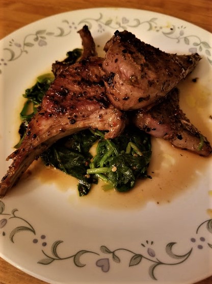 LAMB CHOPS WITH SAUTEED SPINACH